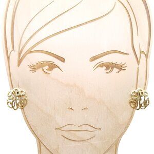 Golden Monogram Filigree Stud Earrings